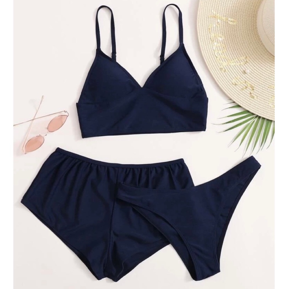 SHEIN 3 Piece Bathing Suit Set Bikini Top Shorts